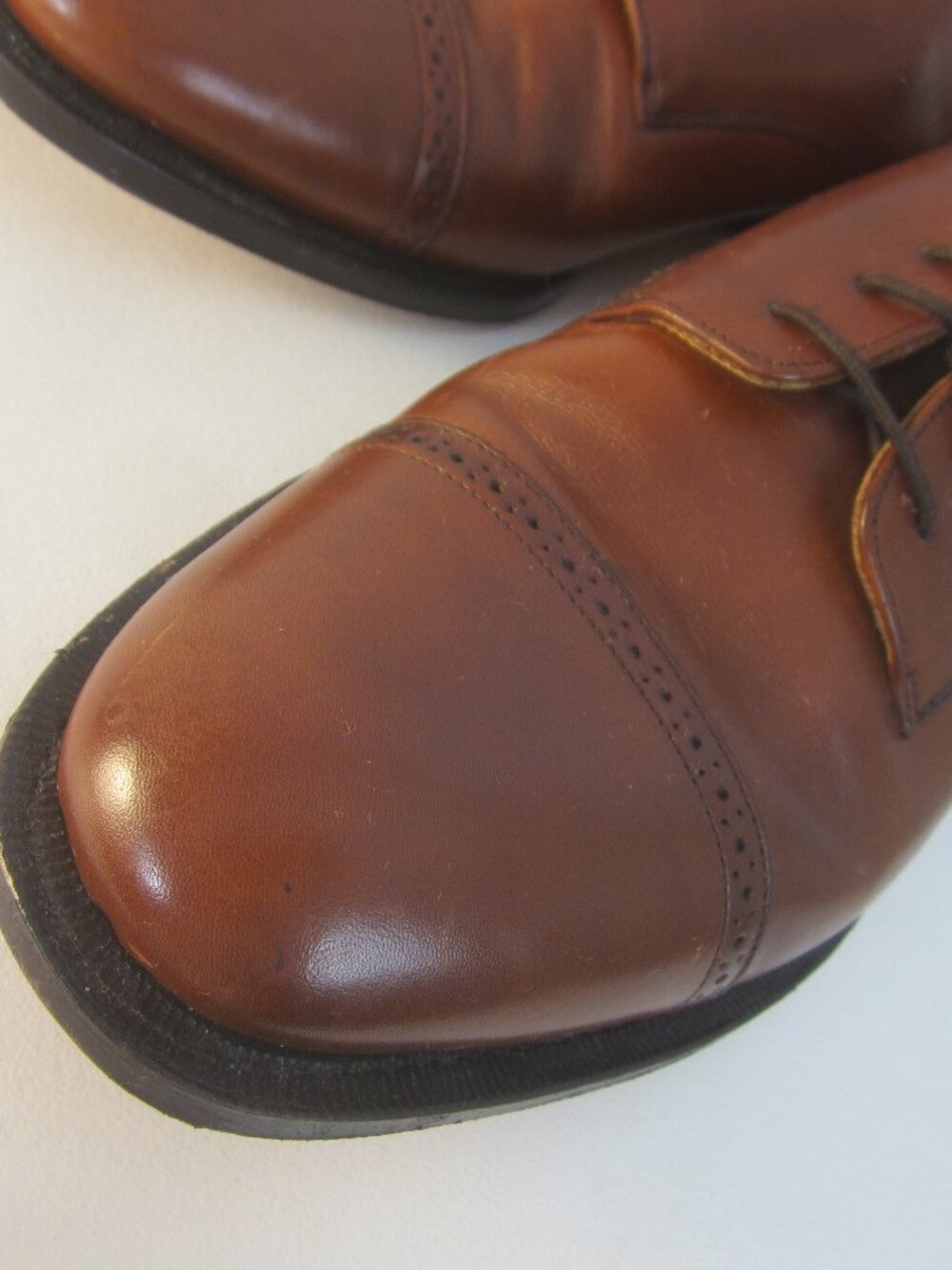 Johnston & Murphy Aristocraft Men 9 E Brown Leather Cap Toe Dress Shoes Classic - Picture 12 of 14